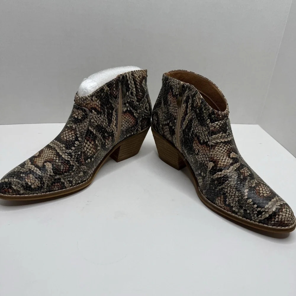 Corkys Boutique Swifton Brown Snake Print Ankle Booties Women 10 80-9948-BRSN